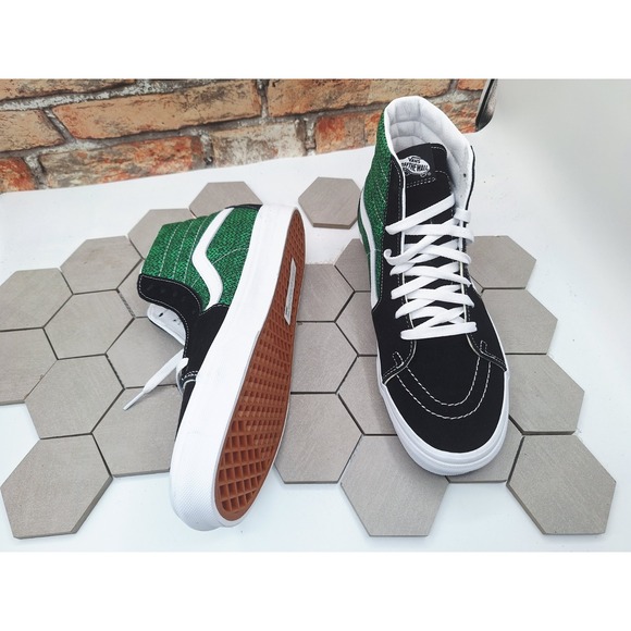 VANS Sk8-Hi Men's Hi Shoes Green Black Uggly Sweater Weather Pattern Sz 0 Rare - Picture 8 of 10